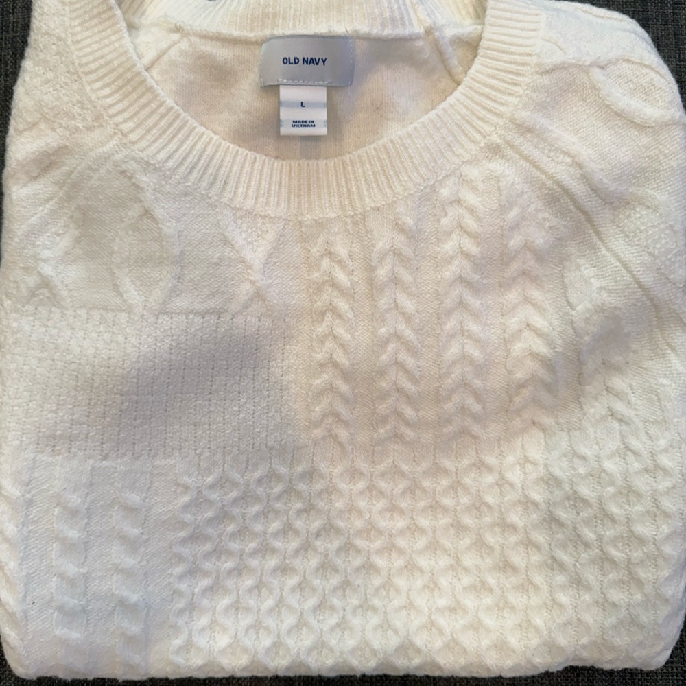 Winter White Sweater with Delicate Details (L)